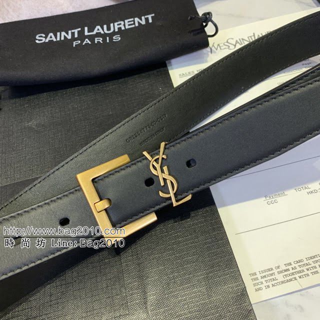 Saint Laurent女士皮帶 聖羅蘭金扣小牛皮腰帶  jjp1757